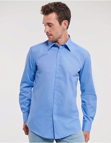 R-R-924M-0-Mens L/S Poly-Cotton Easy Care Tailored Poplin Shirt